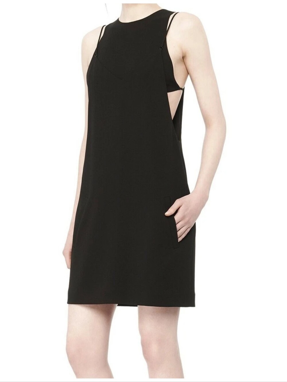 T Alexander Wang Black Crepe Layered Romper